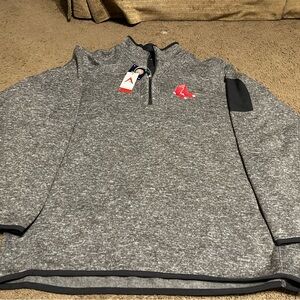 Antigua Gray Boston Red Sox Quarter-Zip Pullover